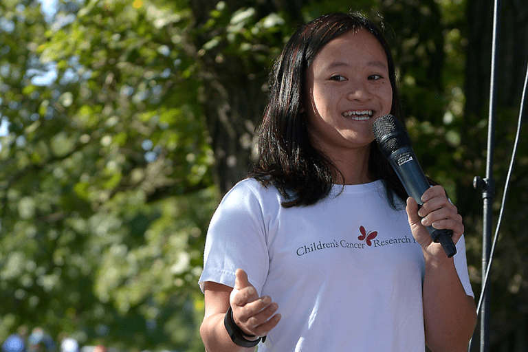 Mariah giving a speech at Time to Fly 2017